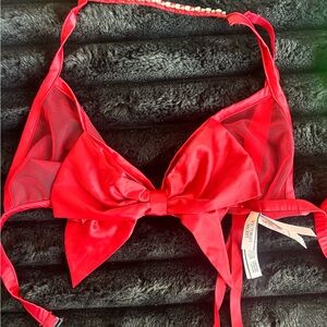 Victoria's Secret Red Satin Bow Bra